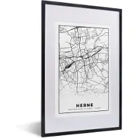 PosterMonkey Fotolijst incl. Poster - Herne - Stadskaart - Kaart - Plattegrond - 40x60 cm - Posterlijst