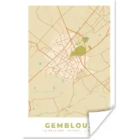 PosterMonkey Poster Kaart - Plattegrond - België - Stadskaart - Gembloux - 40x60 cm