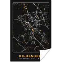 PosterMonkey Poster Hildesheim - Goud - Stadskaart - Kaart - Plattegrond - Duitsland - 20x30 cm