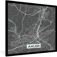 PosterMonkey Fotolijst incl. Poster - Blauw – Duitsland – Plattegrond – Stadskaart – Kaart – Aalen - 40x40 cm - Posterlijst