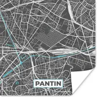 PosterMonkey Poster Pantin - Frankrijk - Plattegrond - Stadskaart - Kaart - 30x30 cm