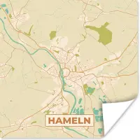 PosterMonkey Poster Hameln - Plattegrond - Vintage - Kaart - Stadskaart - 30x30 cm