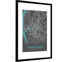 PosterMonkey Fotolijst incl. Poster - Montélimar - Frankrijk - Stadskaart - Kaart - Plattegrond - 80x120 cm - Posterlijst