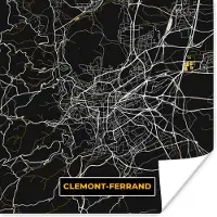 PosterMonkey Poster Clemont-Ferrand – Plattegrond – Frankrijk – Kaart – Stadskaart - 100x100 cm XXL