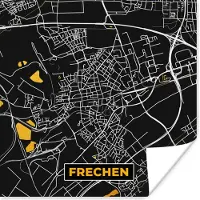 PosterMonkey Poster Goud – Duitsland – Plattegrond – Gold – Stadskaart – Kaart – Frechen - 50x50 cm