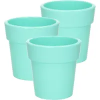 Hega hogar Plantenpot - Set van 3x stuks - pastel groen - kunststof - 25 x 25 cm - binnen/buiten