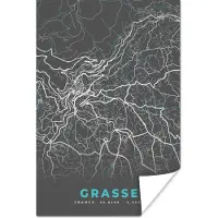PosterMonkey Poster Grasse - Frankrijk - Stadskaart - Plattegrond - Kaart - 20x30 cm