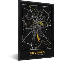 PosterMonkey Fotolijst incl. Poster - Frankrijk – Bourges – Stadskaart – Plattegrond – Kaart - 60x90 cm - Posterlijst