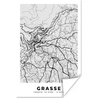 PosterMonkey Poster Frankrijk - Plattegrond - Kaart - Grasse - Stadskaart - 20x30 cm