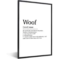 PosterMonkey Fotolijst incl. Poster - Spreuken - Quotes - Woof - Woordenboek - Woef definitie - 80x120 cm - Posterlijst