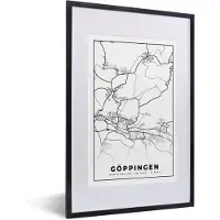 PosterMonkey Fotolijst incl. Poster - Kaart - Göppingen - Plattegrond - Stadskaart - 40x60 cm - Posterlijst
