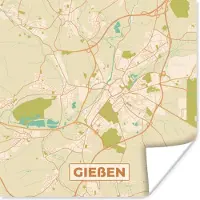 PosterMonkey Poster Plattegrond - Gieben - Kaart - Vintage - Stadskaart - 50x50 cm