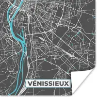 PosterMonkey Poster Frankrijk - Kaart - Stadskaart - Plattegrond - Vénissieux - 50x50 cm