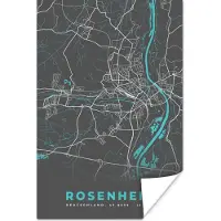 PosterMonkey Poster Stadskaart – Kaart – Rosenheim – Blauw – Duitsland – Plattegrond - 80x120 cm