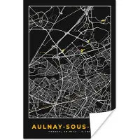 PosterMonkey Poster Plattegrond – Kaart – Stadskaart – Frankrijk – Aulnay-sous-Bois - 80x120 cm