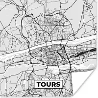 PosterMonkey Poster Plattegrond - Kaart - Stadskaart - Frankrijk - Tours - 75x75 cm