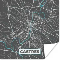 PosterMonkey Poster Castres - Frankrijk - Stadskaart - Kaart - Plattegrond - 100x100 cm XXL
