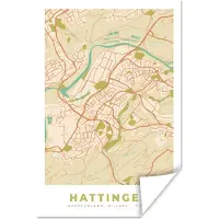 PosterMonkey Poster Hattingen - Vintage - Plattegrond - Stadskaart - Kaart - 40x60 cm