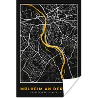 PosterMonkey Poster Mülheim an der Ruhr - Goud - Stadskaart - Plattegrond - Kaart - Duitsland - 60x90 cm