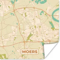 PosterMonkey Poster Stadskaart - Moers - Plattegrond - Vintage - Kaart - 75x75 cm