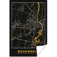 PosterMonkey Poster Rosenheim - Stadskaart - Plattegrond - Kaart - Duitsland - Goud - 80x120 cm