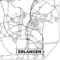 PosterMonkey Poster Stadskaart - Kaart - Erlangen - Plattegrond - 100x100 cm XXL