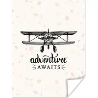 PosterMonkey Poster Spreuken - Quotes - Adventure awaits - Vliegen - 60x80 cm