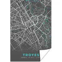 PosterMonkey Poster Troyes - Frankrijk - Plattegrond - Stadskaart - Kaart - 120x180 cm XXL