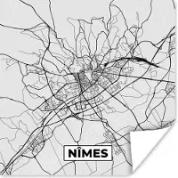 PosterMonkey Poster Stadskaart - Frankrijk - Kaart - Nîmes - Plattegrond - 50x50 cm