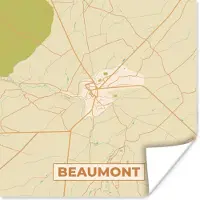 PosterMonkey Poster Beaumont - Plattegrond - Stadskaart - Vintage - Kaart - 100x100 cm XXL