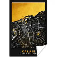 PosterMonkey Poster Kaart – Stadskaart – Calais - Plattegrond – Frankrijk - 120x180 cm XXL