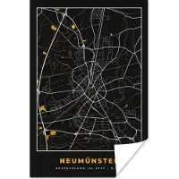 PosterMonkey Poster Duitsland – Black and Gold – Neumünster – Stadskaart – Kaart – Plattegrond - 20x30 cm