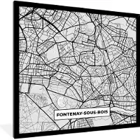 PosterMonkey Fotolijst incl. Poster - Plattegrond - Fontenay-sous-Bois - Stadskaart - Kaart - Frankrijk - 40x40 cm - Posterlijst