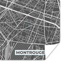 PosterMonkey Poster Montrouge - Frankrijk - Plattegrond - Stadskaart - Kaart - 100x100 cm XXL