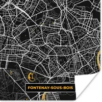 PosterMonkey Poster Frankrijk – Fontenay-sous-Bois – Stadskaart – Plattegrond – Kaart - 75x75 cm