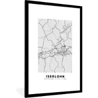 PosterMonkey Fotolijst incl. Poster - Plattegrond - Duitsland - Iserlohn - Kaart - Stadskaart - 60x90 cm - Posterlijst