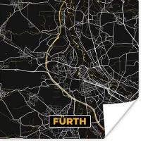 PosterMonkey Poster Duitsland – Black and Gold – Fürth – Stadskaart – Kaart – Plattegrond - 30x30 cm