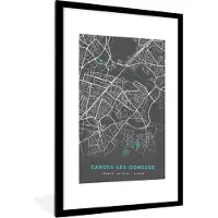 PosterMonkey Fotolijst incl. Poster - Frankrijk - Garges-lès-Gonesse - Stadskaart - Kaart - Plattegrond - 60x90 cm - Posterlijst