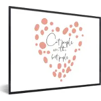 PosterMonkey Fotolijst incl. Poster - Katten - Spreuken - Quotes - Cat people are the best people - 80x60 cm - Posterlijst