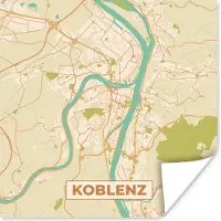 PosterMonkey Poster Koblenz - Vintage - Kaart - Plattegrond - Stadskaart - 30x30 cm
