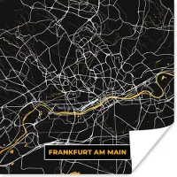 PosterMonkey Poster Frankfurt Am Main - Goud - Stadskaart - Kaart - Plattegrond - Duitsland - 30x30 cm