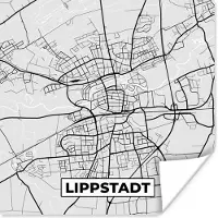 PosterMonkey Poster Kaart - Lippstadt - Duitsland - Plattegrond - Stadskaart - 50x50 cm