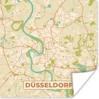 PosterMonkey Poster Plattegrond - Kaart - Düsseldorf - Vintage - Stadskaart - 100x100 cm XXL