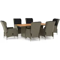 vidaXL 7-delige Tuinset met kussens poly rattan bruin