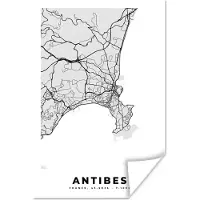PosterMonkey Poster Frankrijk - Plattegrond - Kaart - Antibes - Stadskaart - 20x30 cm
