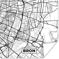 PosterMonkey Poster Bron - Stadskaart - Plattegrond - Kaart - Frankrijk - Zwart wit - 50x50 cm