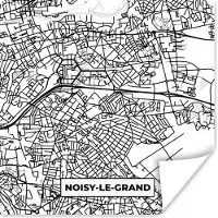 PosterMonkey Poster Stadskaart - Plattegrond - Kaart - Frankrijk - Noisy-le-Grand - Zwart wit - 30x30 cm