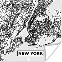PosterMonkey Poster Stadskaart - Plattegrond - New York - Kaart - Zwart Wit - 30x30 cm