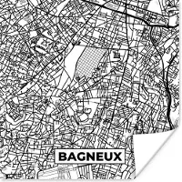 PosterMonkey Poster Kaart - Plattegrond - Frankrijk - Stadskaart - Bagneux - Zwart wit - 30x30 cm
