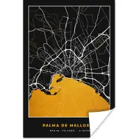 PosterMonkey Poster Mallorca - Stadskaart - Goud - Plattegrond - Kaart - 120x180 cm XXL
